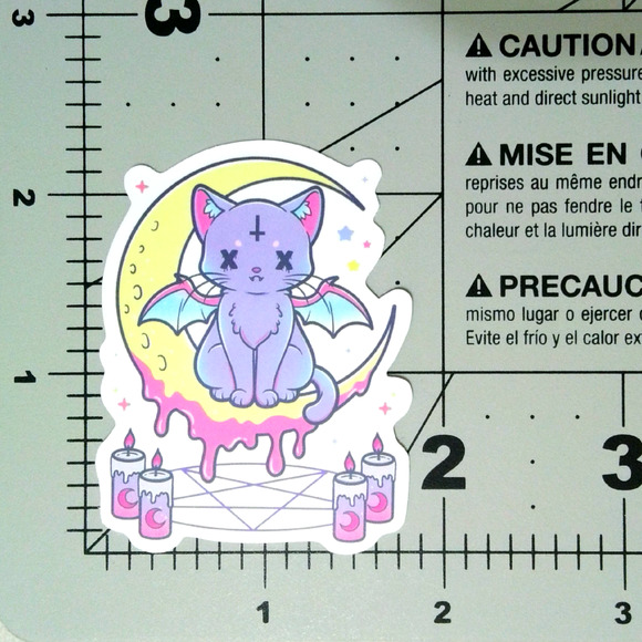 Cat Sticker Moon Pentagram Purple Spooky Pastel Goth Cute Creepy Punk Scary - Picture 2 of 2